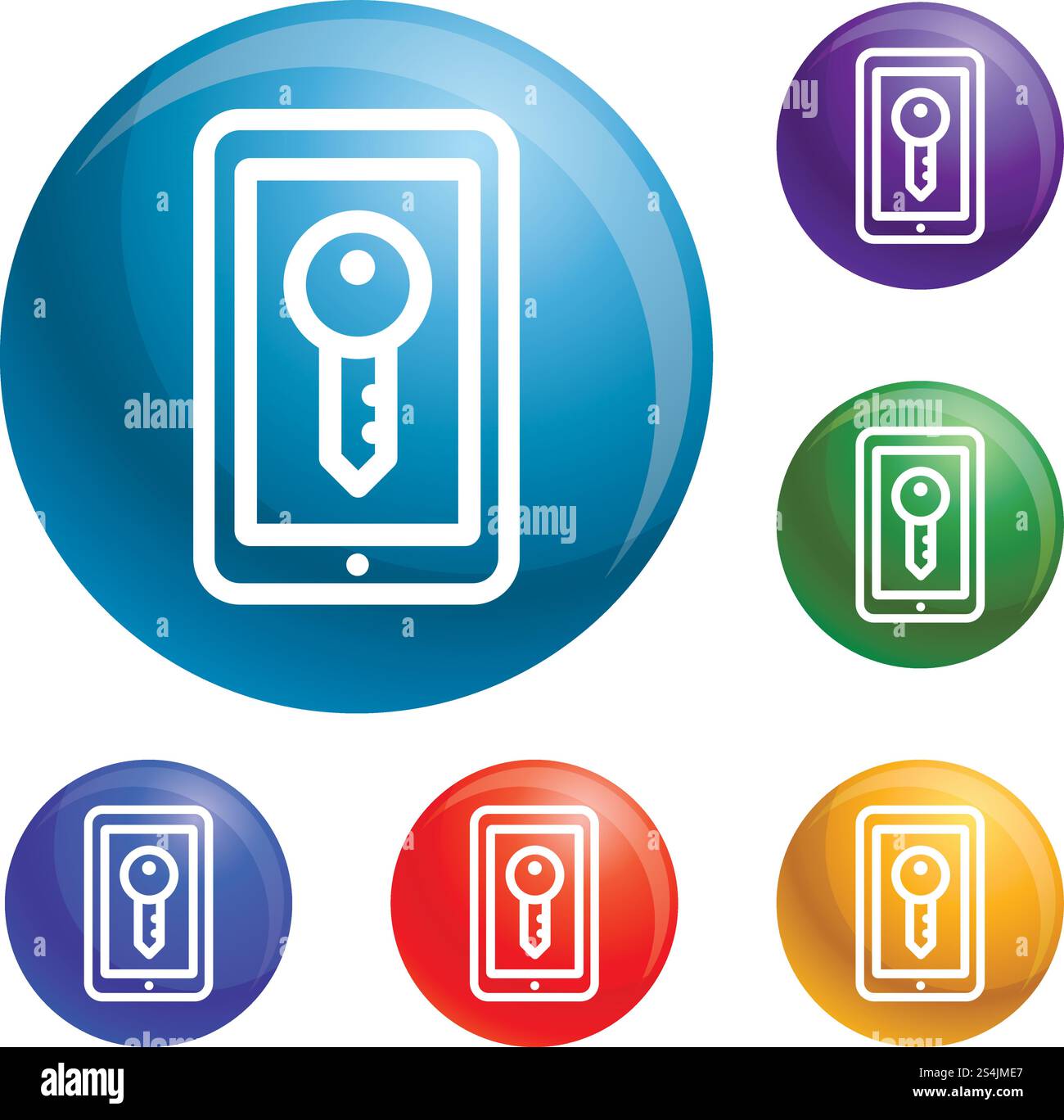 Smartphone lock icons set vector 6 color isolated on white background. Smartphone lock icons set vector Stock Vector
