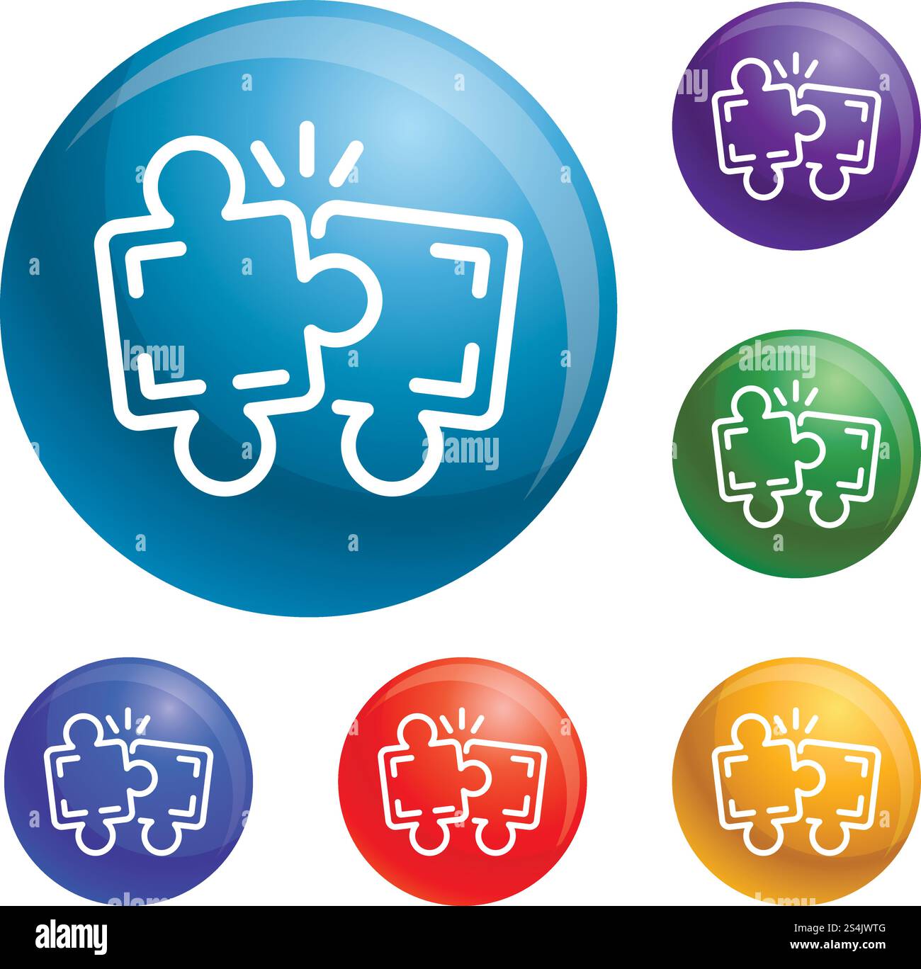 Puzzle teamwork icons set vector 6 color isolated on white background. Puzzle teamwork icons set vector Stock Vector