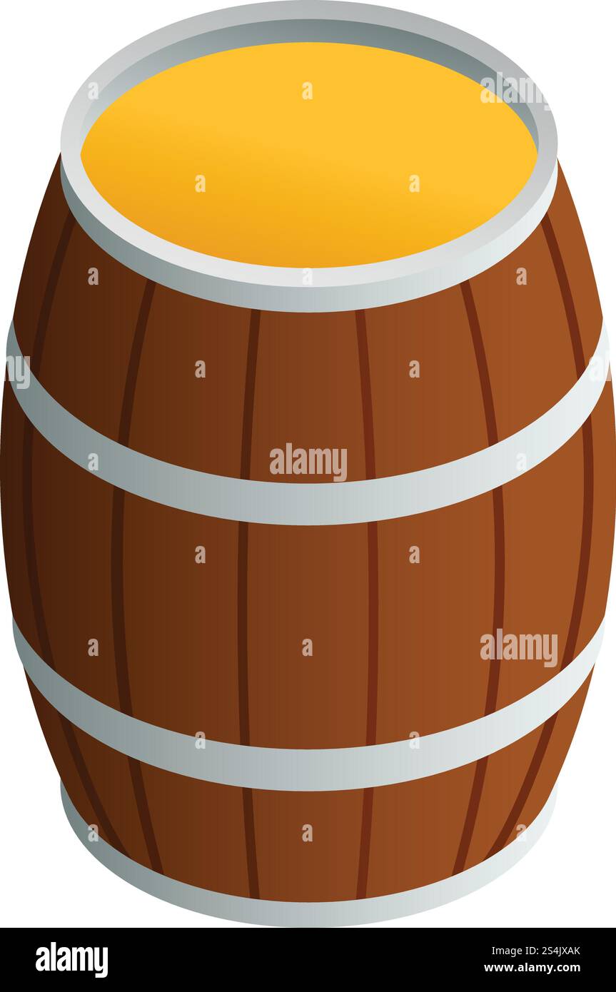 Honey wood barrel icon. Isometric of honey wood barrel vector icon for ...