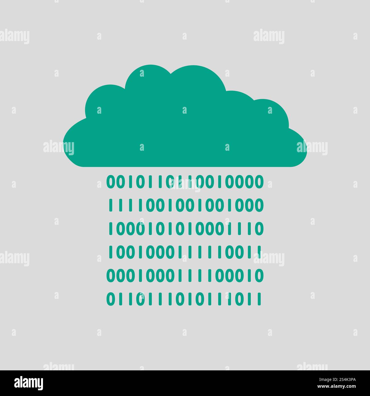 Cloud Data Stream Icon. Green on Gray Background. Vector Illustration. Stock Vector