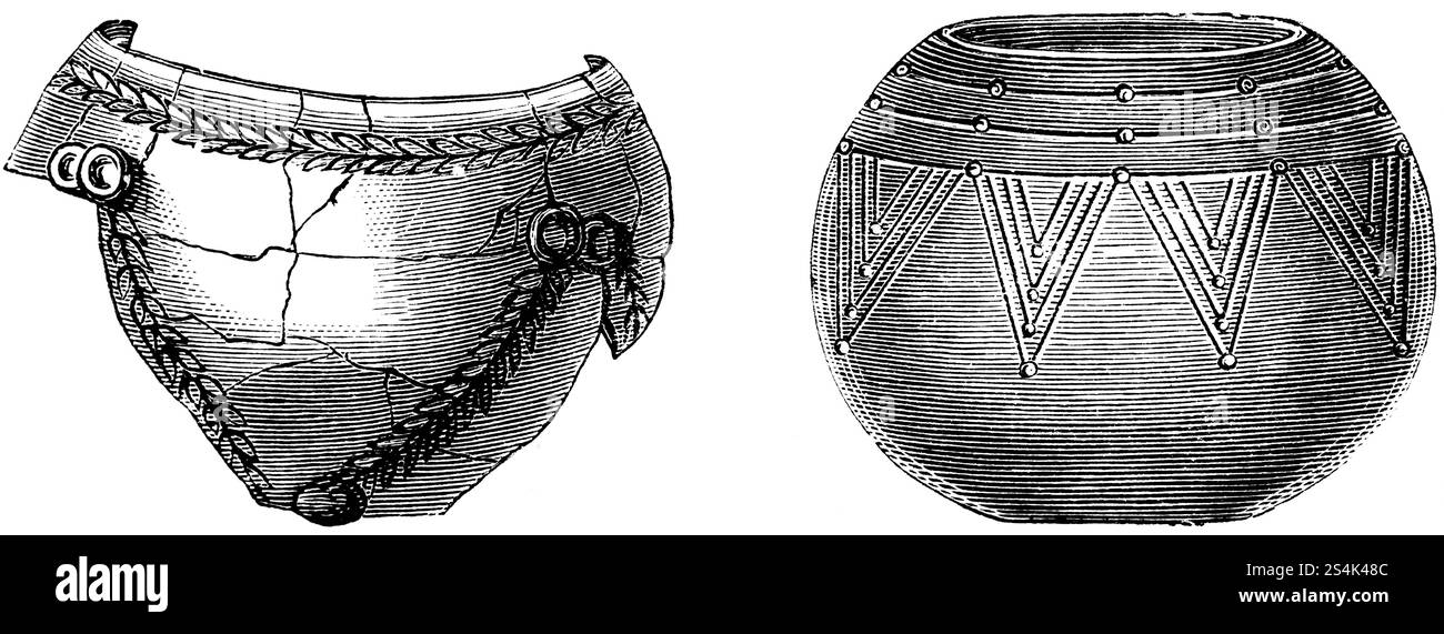 Clay vessels from the ByDi skala or Byci Skala cave from the Hallstatt ...