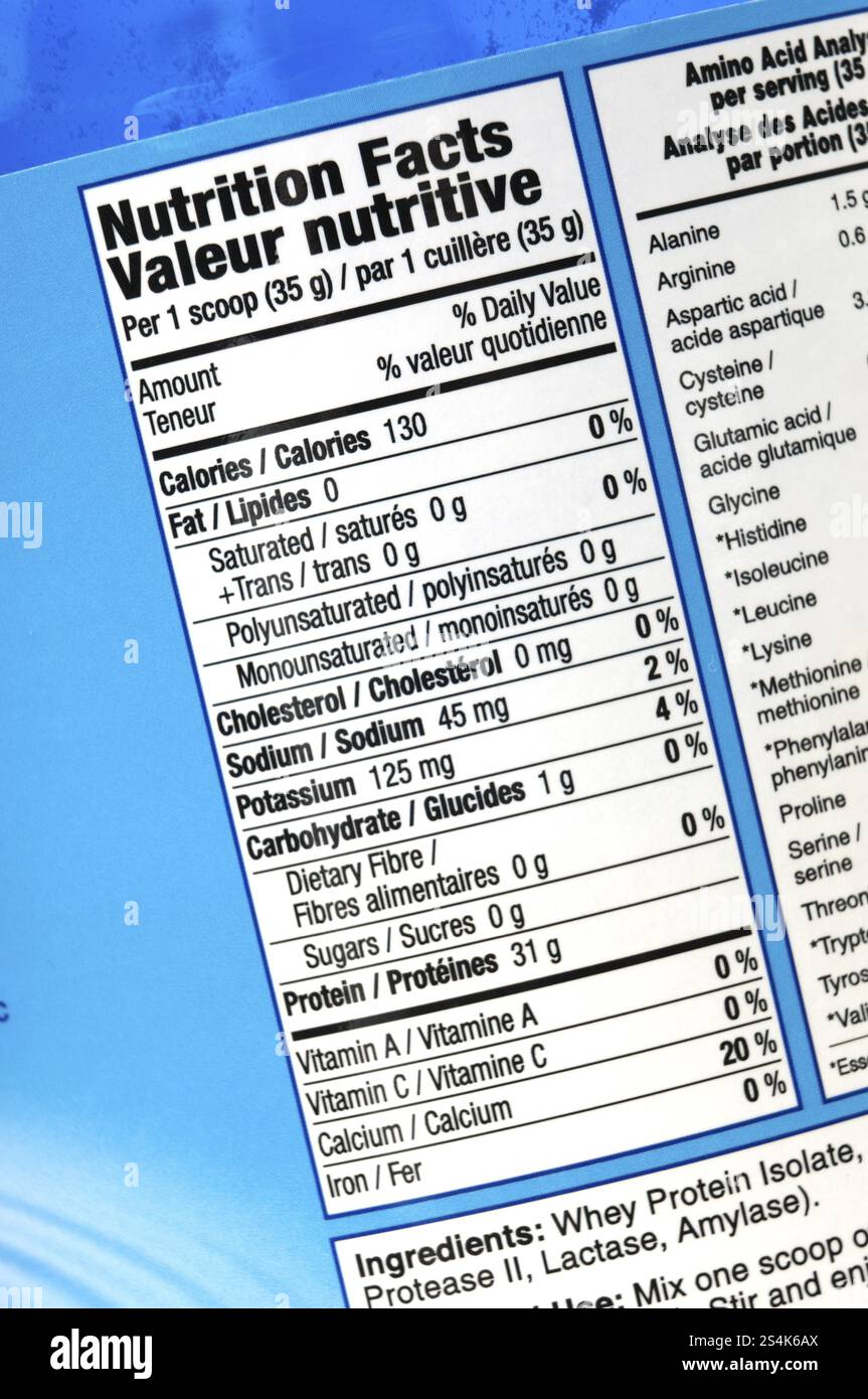 Lable nutrition facts french hi-res stock photography and images - Alamy