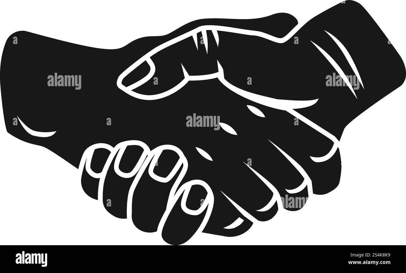 Handshake icon simple style Black and White Stock Photos & Images - Alamy