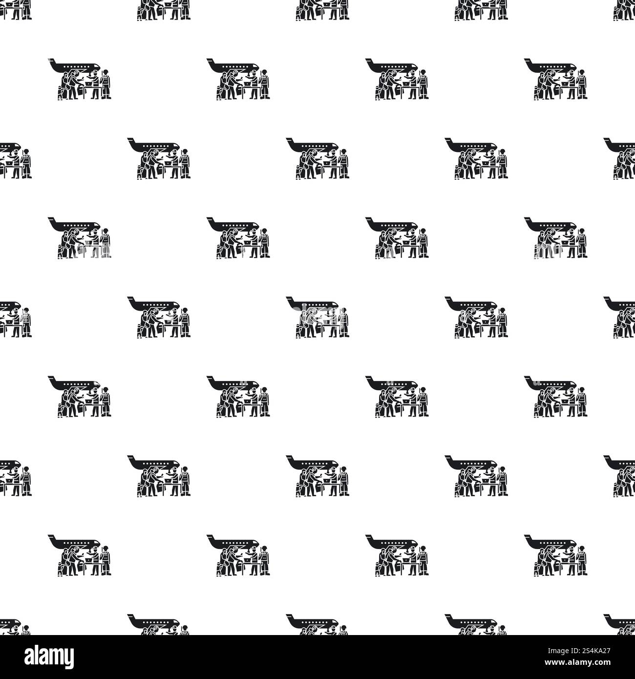 Migrant people on plane pattern seamless vector repeat for any web design. Migrant people on plane pattern seamless vector Stock Vector