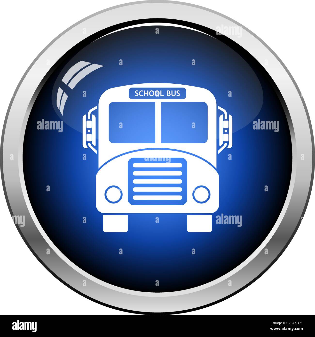 School Bus Icon. Glossy Button Design. Vector Illustration Stock Vector ...