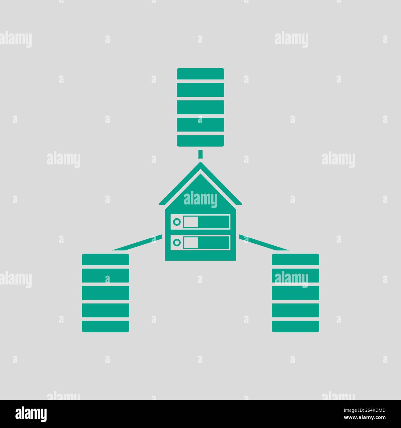 Datacenter Icon. Green on Gray Background. Vector Illustration. Stock Vector