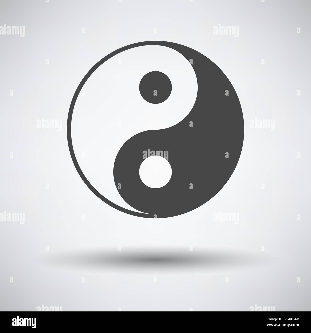 Yin and yang icon on gray background with round shadow. Vector ...