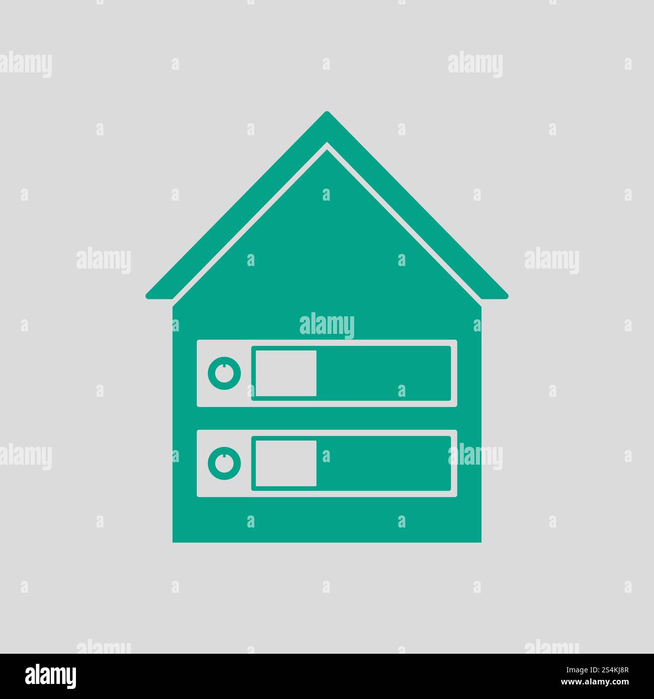 Datacenter Icon. Green on Gray Background. Vector Illustration. Stock Vector