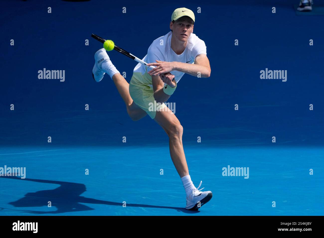 Jannik Sinner Of Italy Plays A Backhand Return To Nicolas Jarry Of 