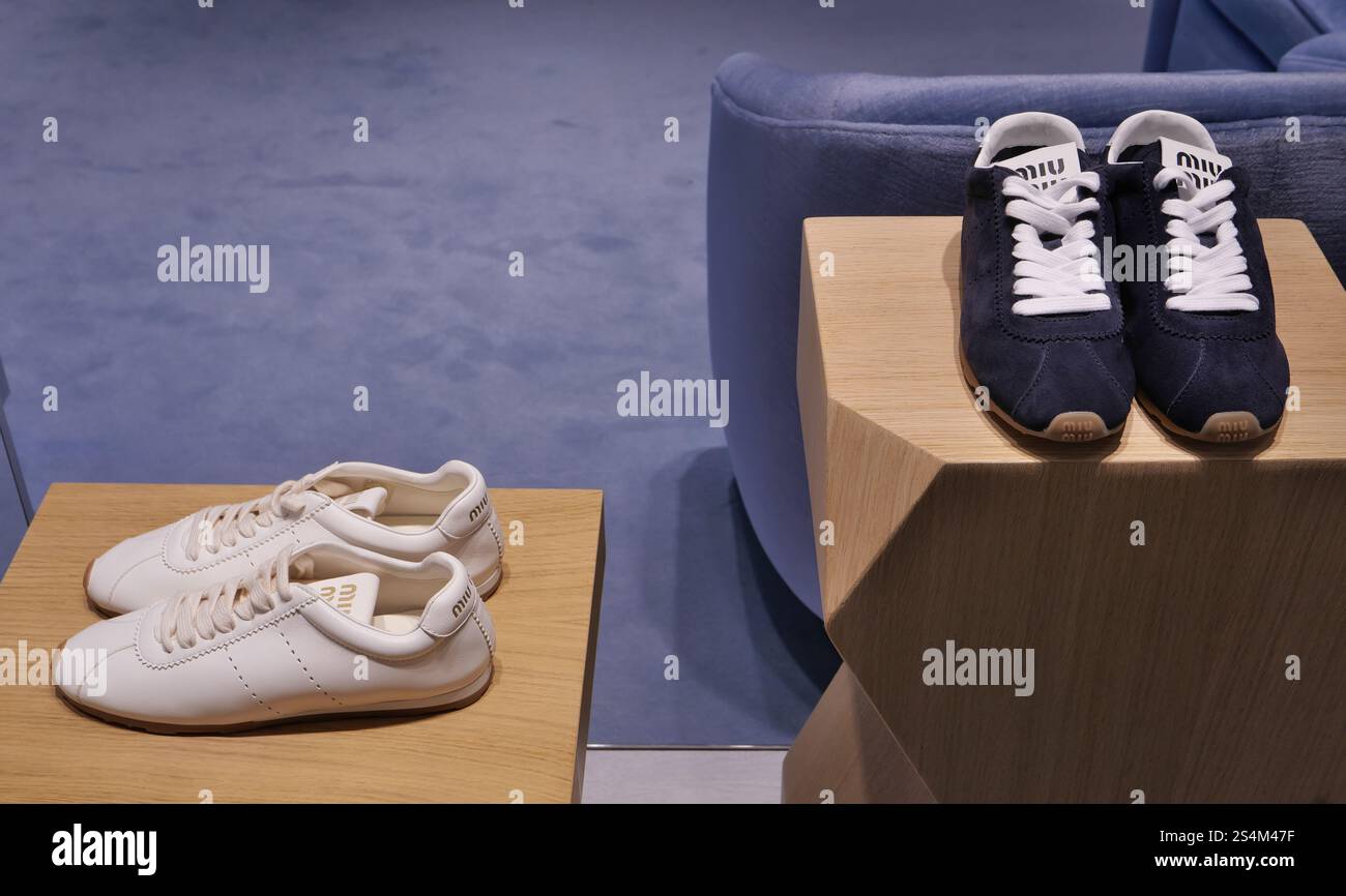 MIU MIU SHOES FOR MAN ON DISPLAY INSIDE THE FASHION BOUTIQUE