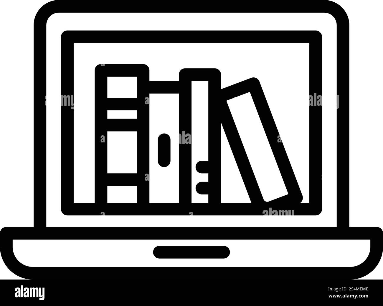 Laptop library icon. Outline laptop library vector icon for web design ...