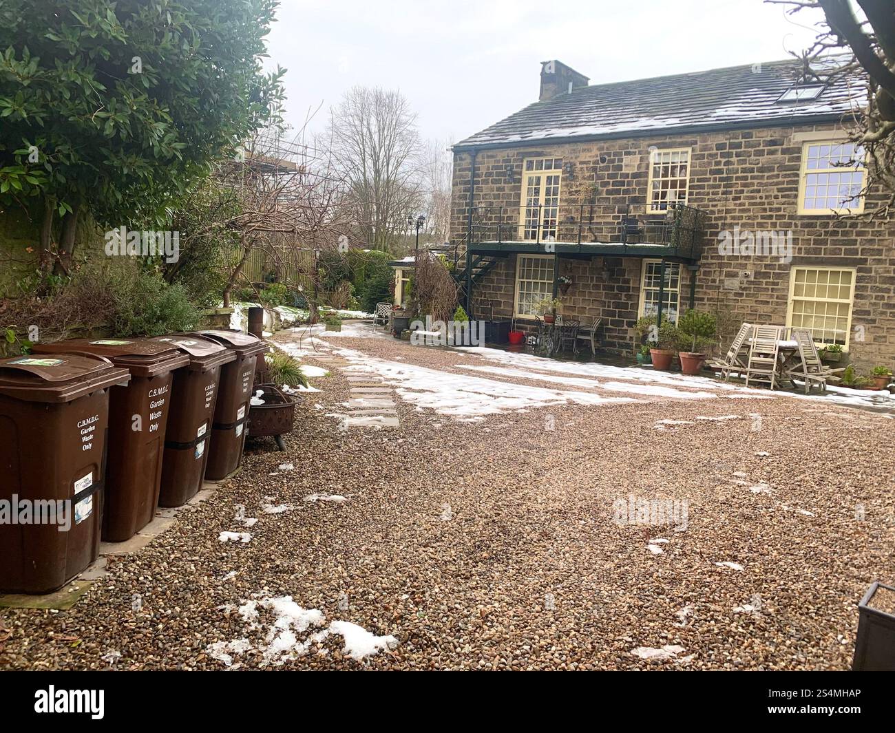 Burley in Wharfedale UK Yorkshire England Village Town people Winter Autumn Spring cold weather ice snow stone houses old Victorian design gardens - Smartphone Captured Stock Image