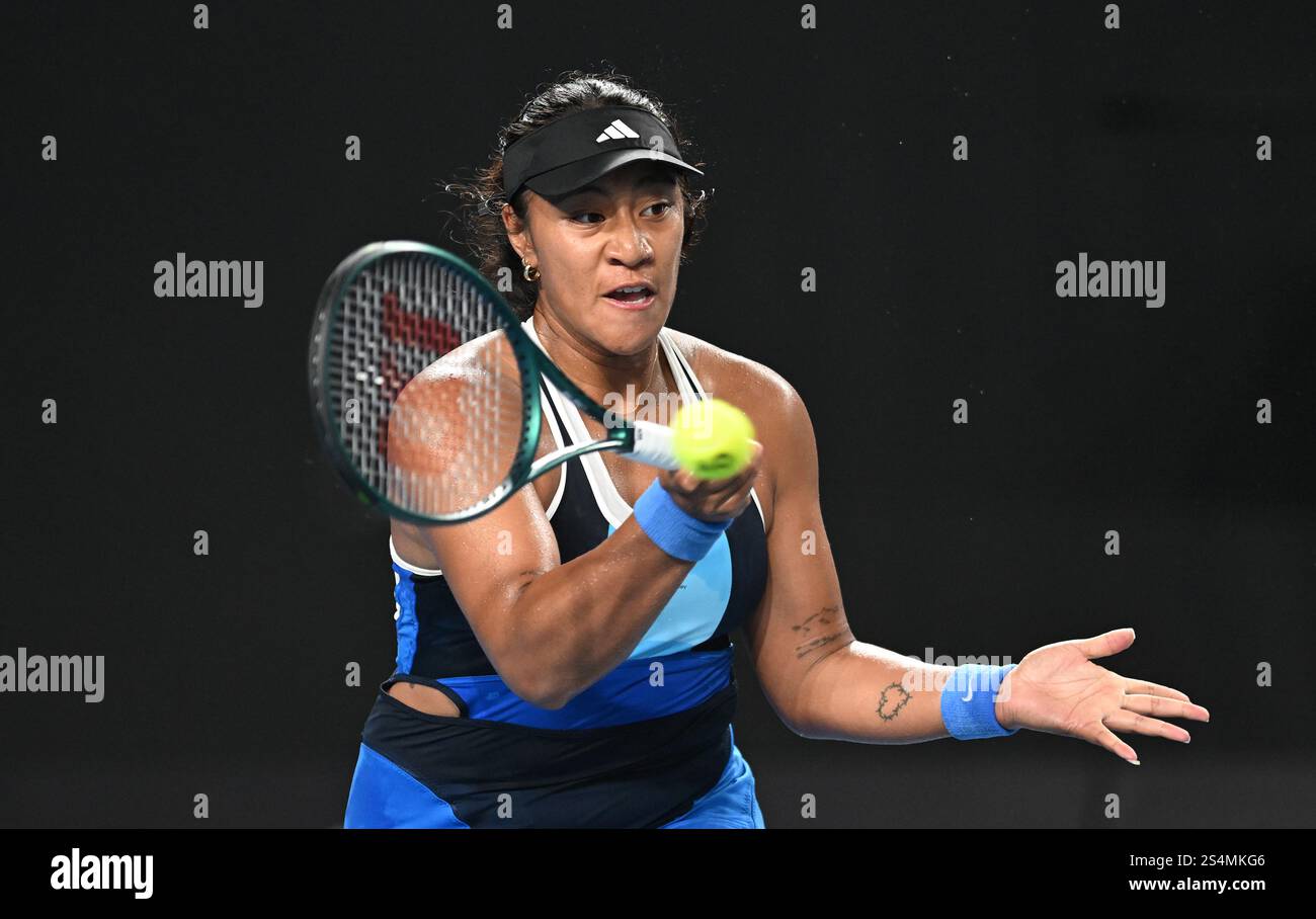 Destanee Aiava of Australia returns during her round 1 match against