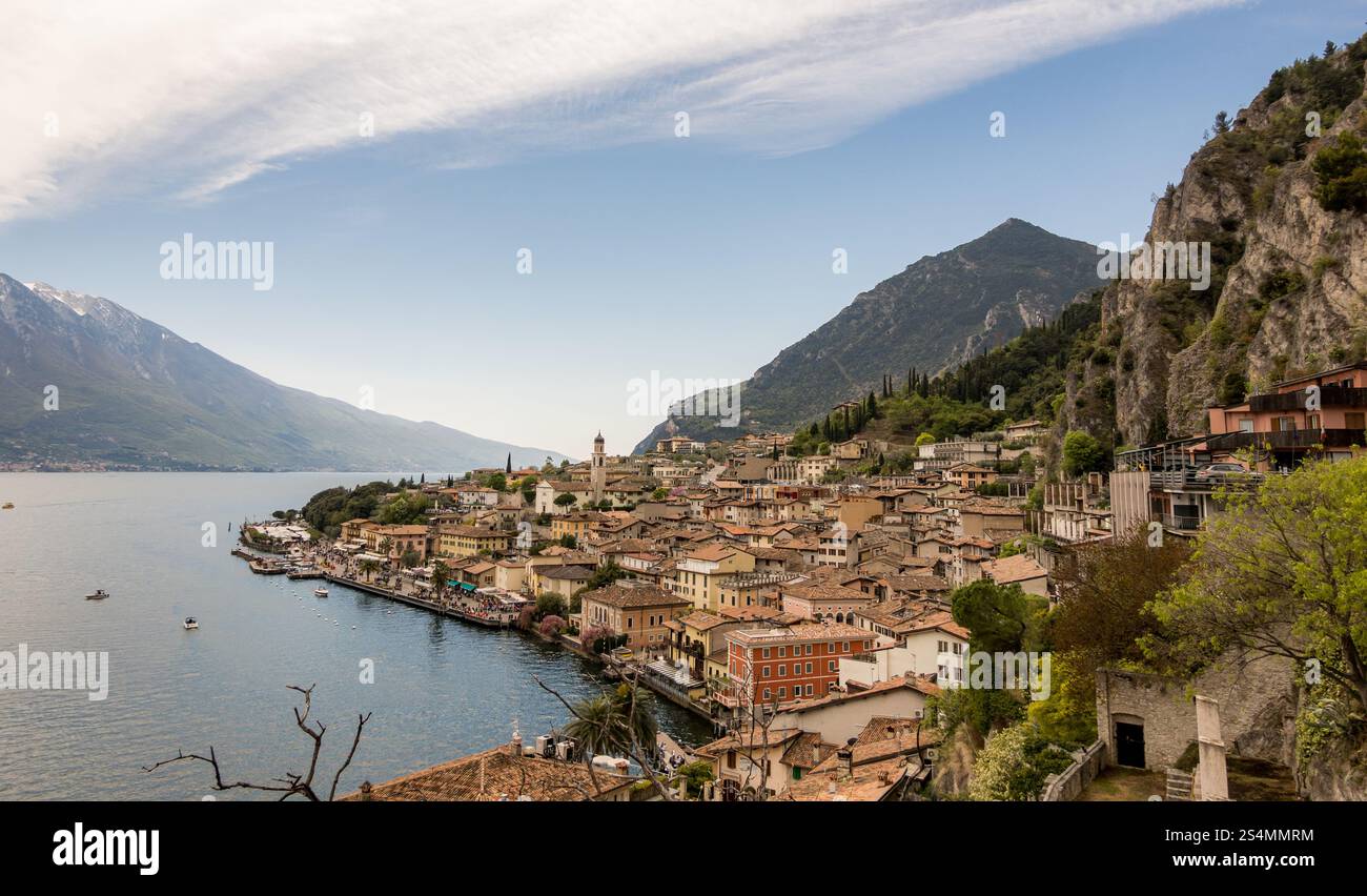 A picturesque view of Limone Sul Garda, Italy, nestled between Lake ...