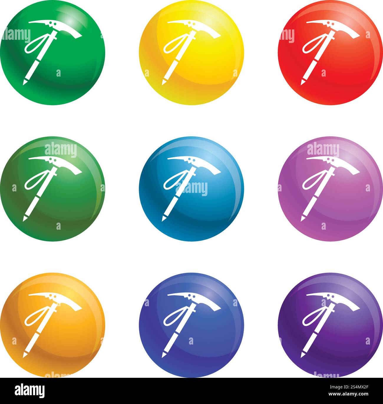 Pick mountain tool icons vector 9 color set isolated on white ...