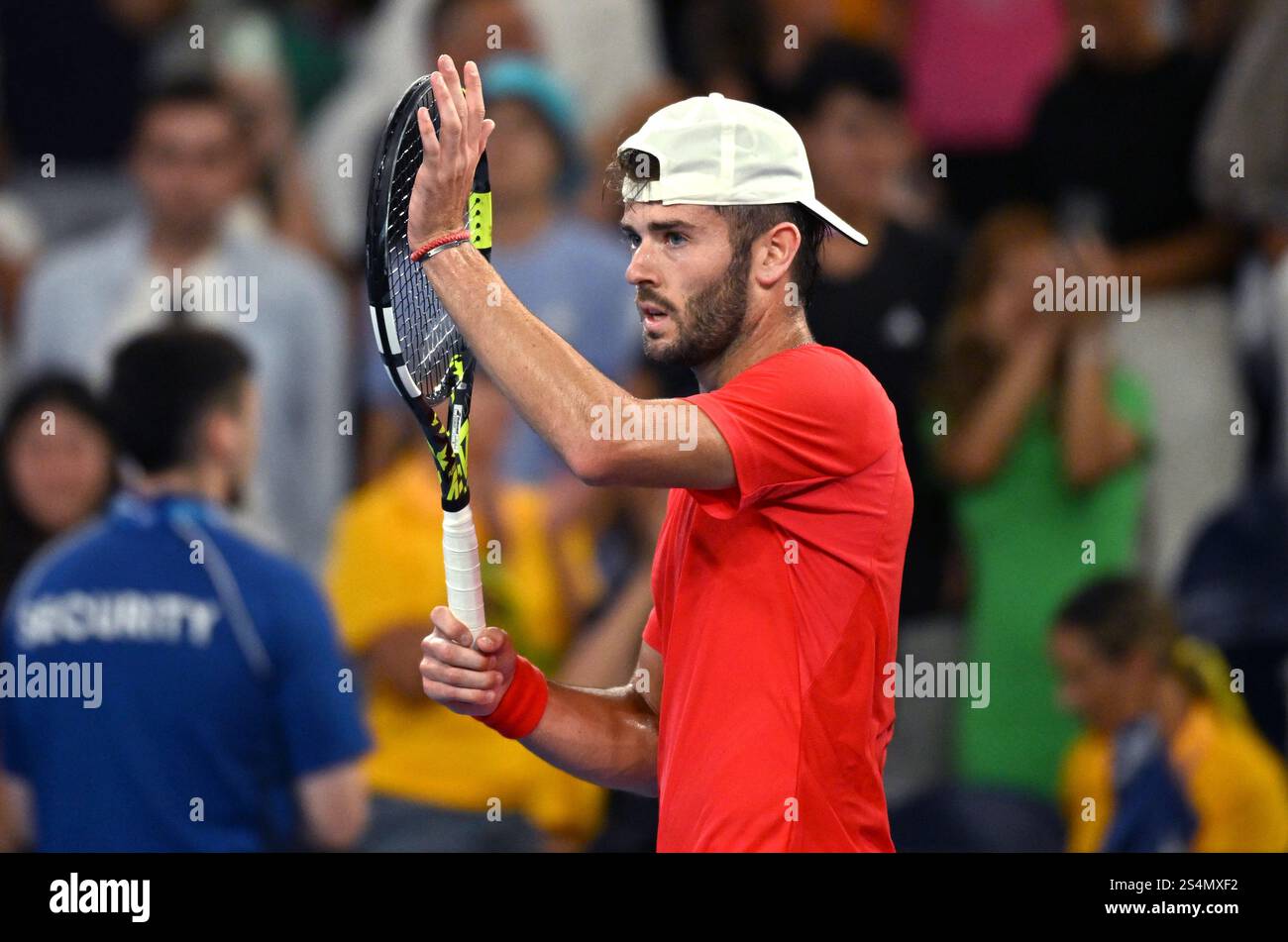 Jacob Fearnley of Great Britain celebrates his round 1 win over Nick