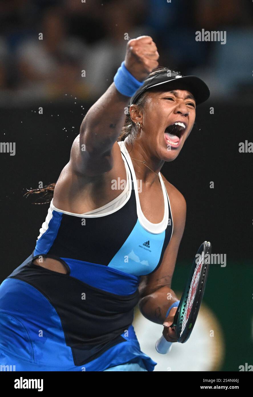 Destanee Aiava of Australia celebrates after winning the 2nd set during
