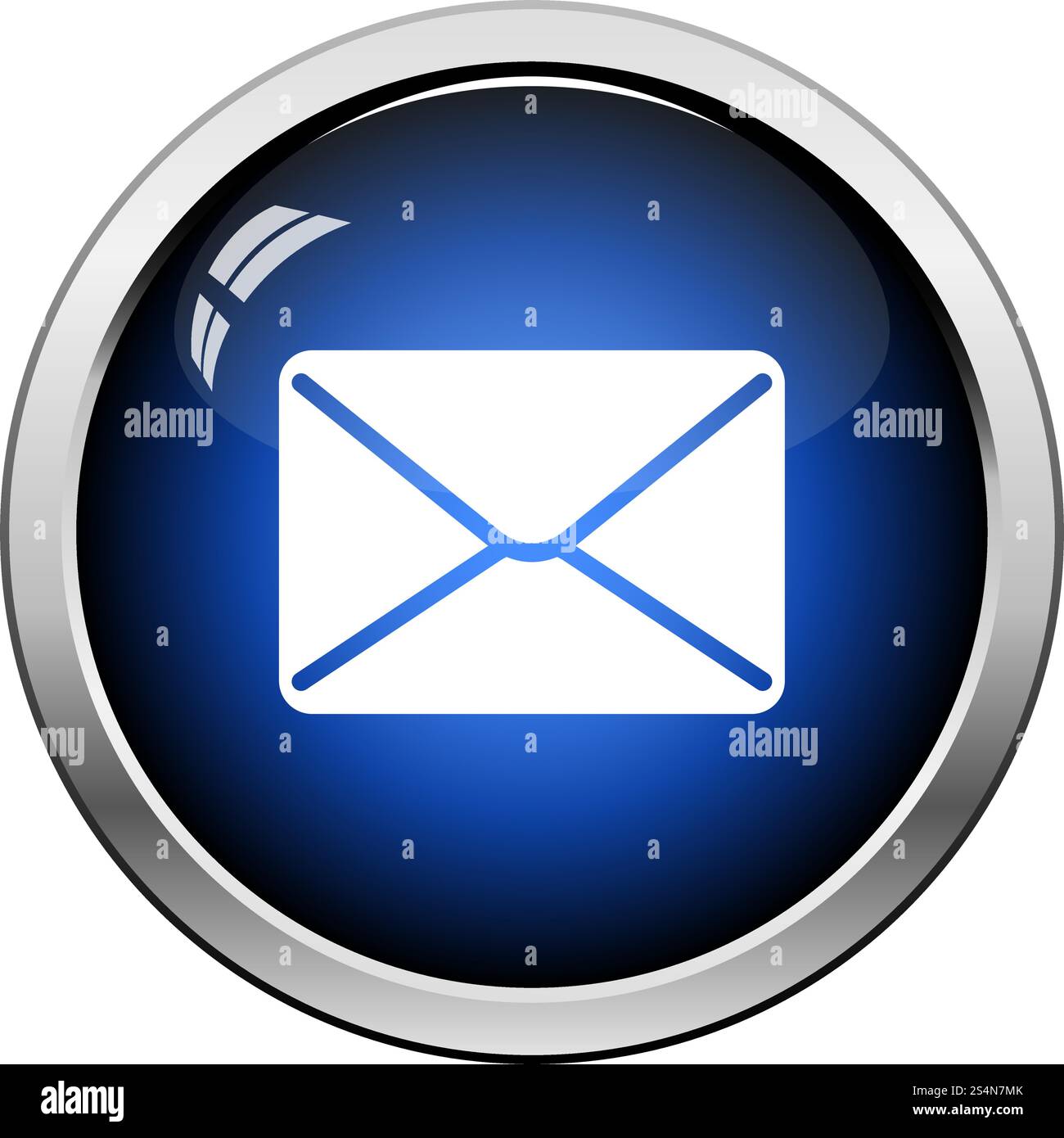 Mail Icon. Glossy Button Design. Vector Illustration. Stock Vector