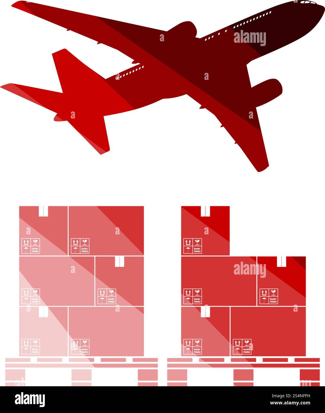 Boxes On Pallet Under Airplane. Flat Color Ladder Design. Vector ...