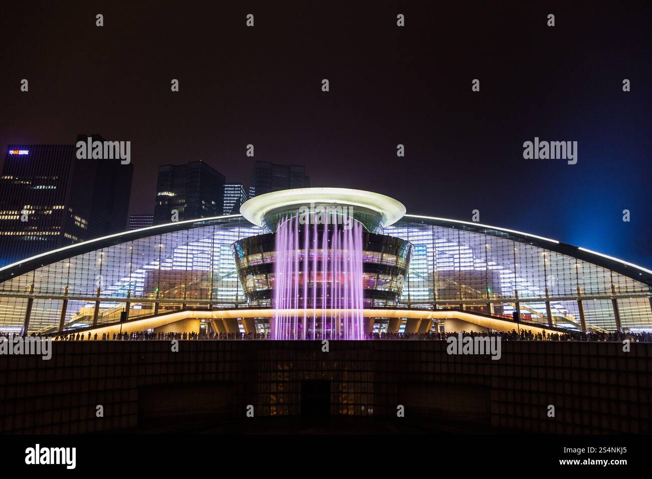 The Qianjiang New City Music Fountain is seen in Hangzhou City ...