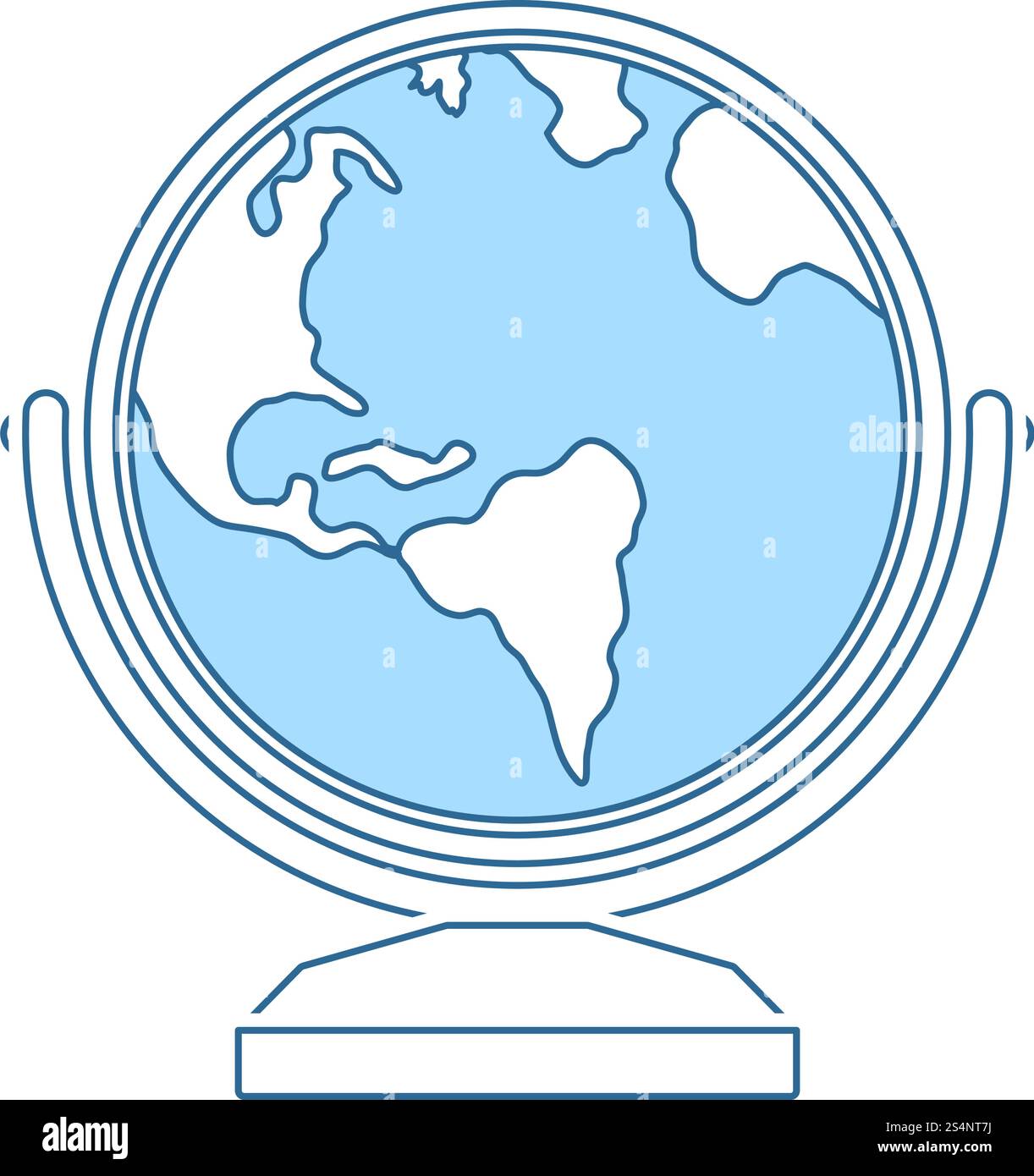 Globe Icon. Thin Line With Blue Fill Design. Vector Illustration. Stock Vector