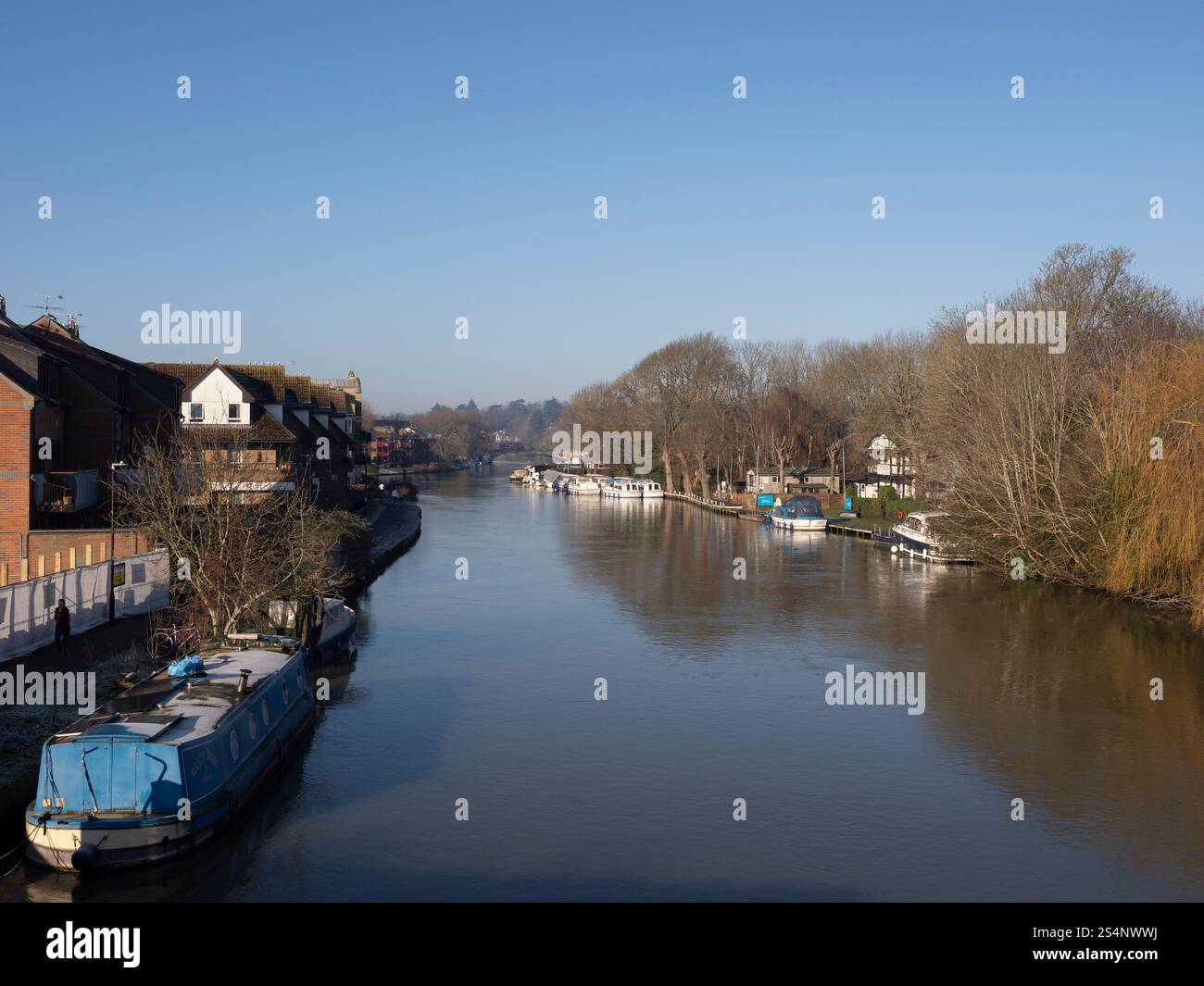 River Thames, Winter Landscape, Reading, Berkshire, England, UK, GB. Stock Photo