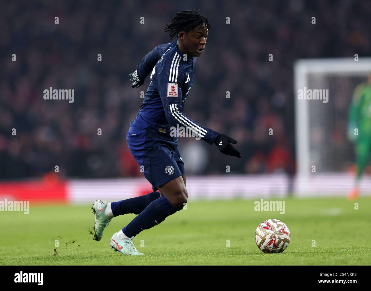 London, England, 12th January 2025. Manchester United's Kobbie Mainoo