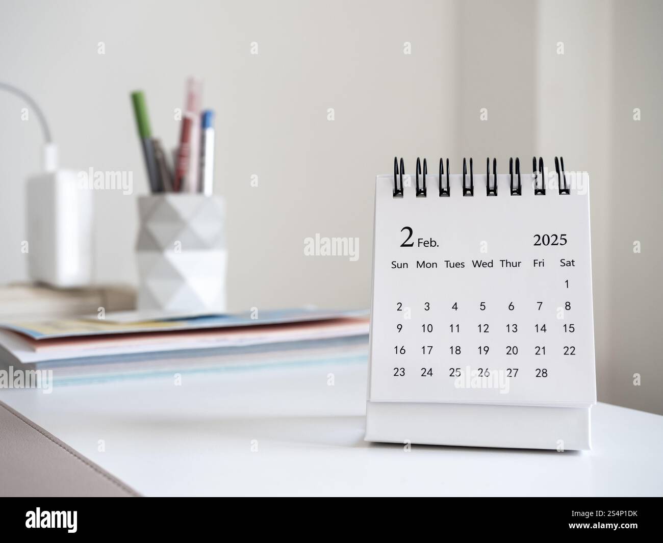 A February 2025 calendar desk for the organizer to plan and reminder ...