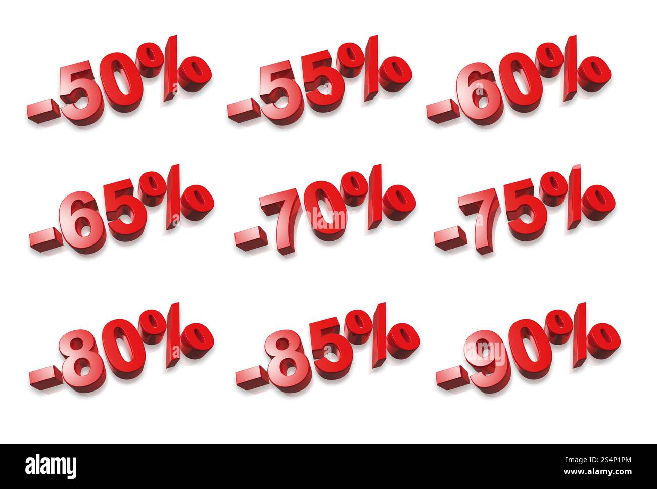 3D percent numbers isolated on white. 3D percent numbers - % Stock Photo