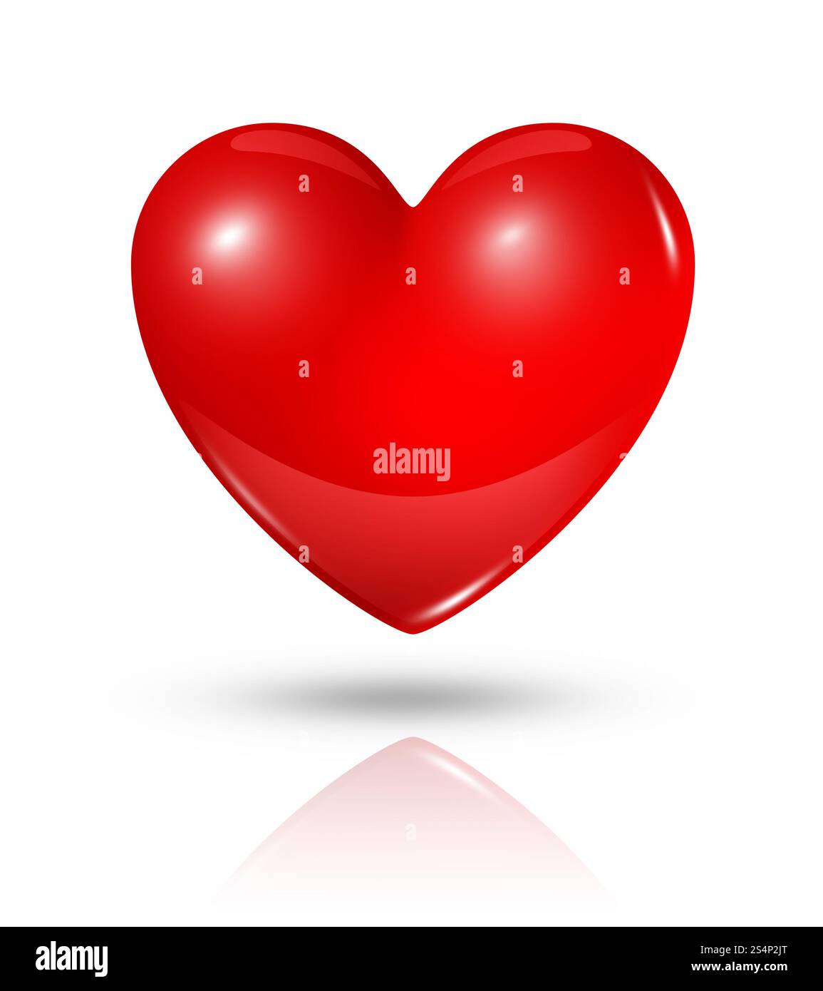 three dimensional red heart isolated on white with clipping path. Red ...