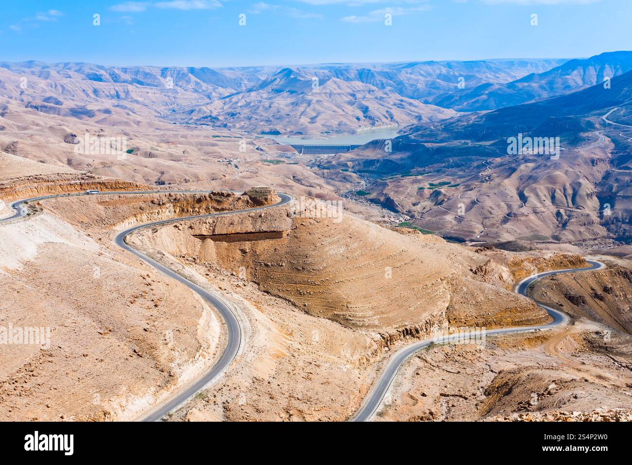 mountain serpentine Kings road in Wadi Al Mujib valley, Jordan Stock Photo