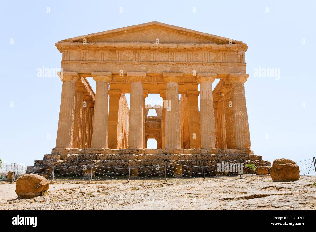 antique Temple of Concordia in Valley of the Temples, Agrigento, Sicily Stock Photo