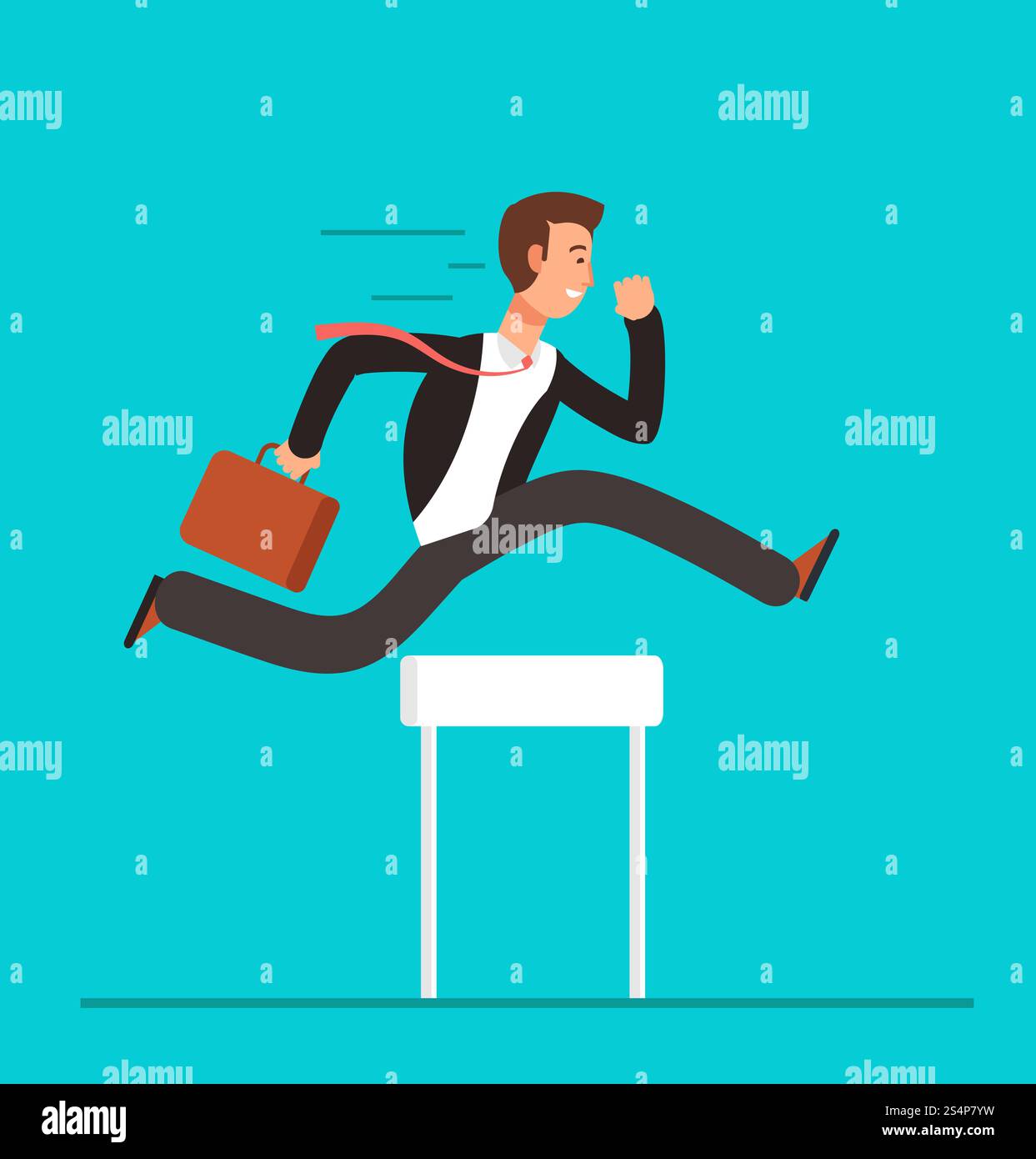 Businessman jumping over hurdles. Business challenge, successful ...