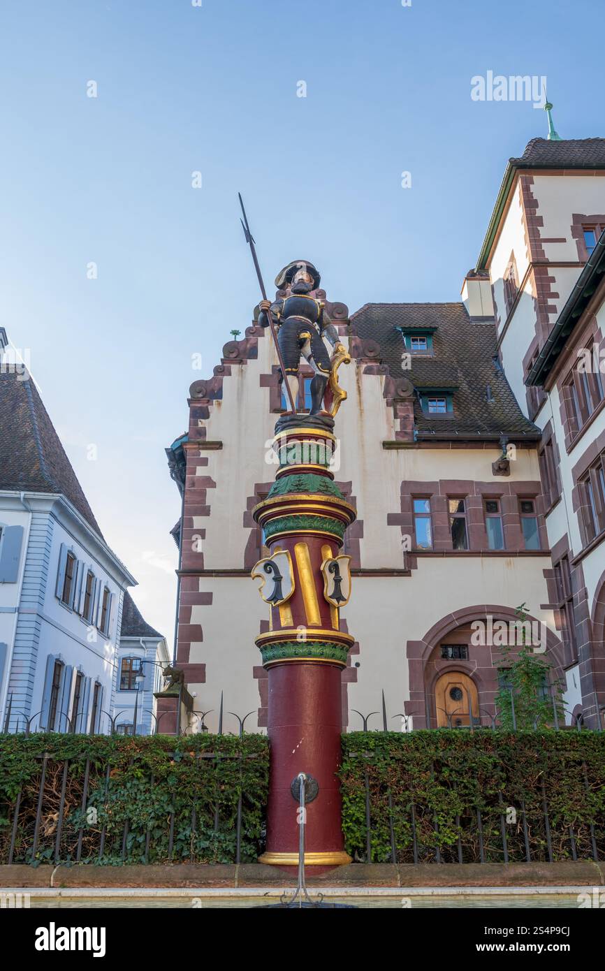 Sos Column Basel Sevogel Brunnen Fountain on Martinskirchplatz in city of Basel ...