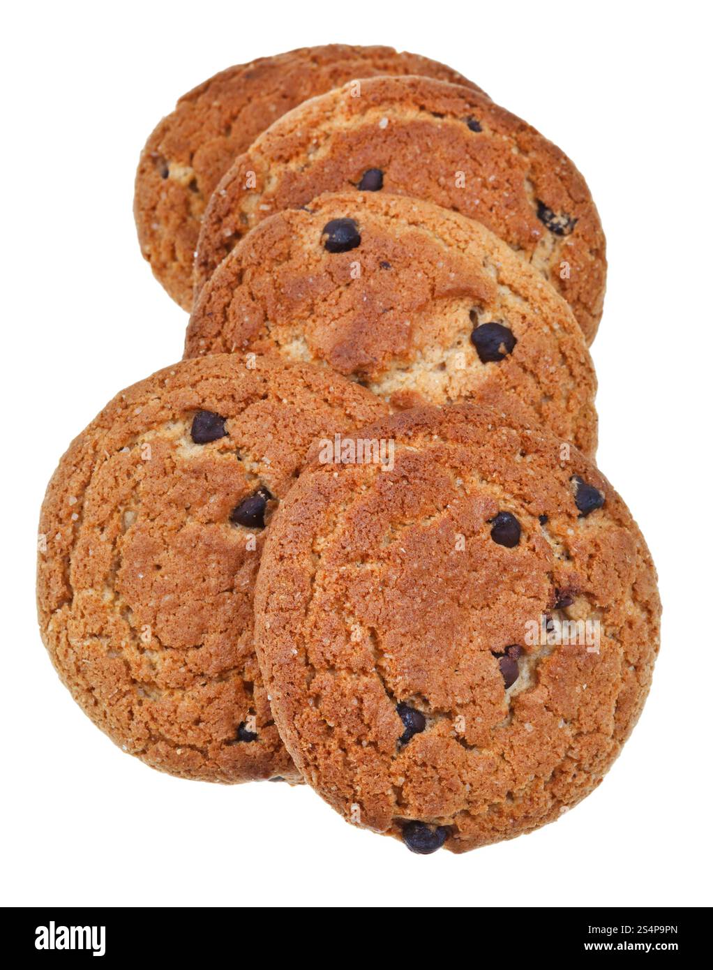 chocolate chip oatmeal cookies isolated on white background Stock Photo