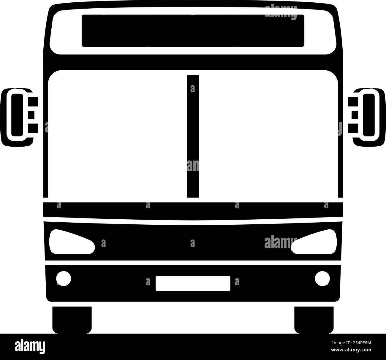 City Bus Icon Front View. Black on White. Vector Illustration Stock ...