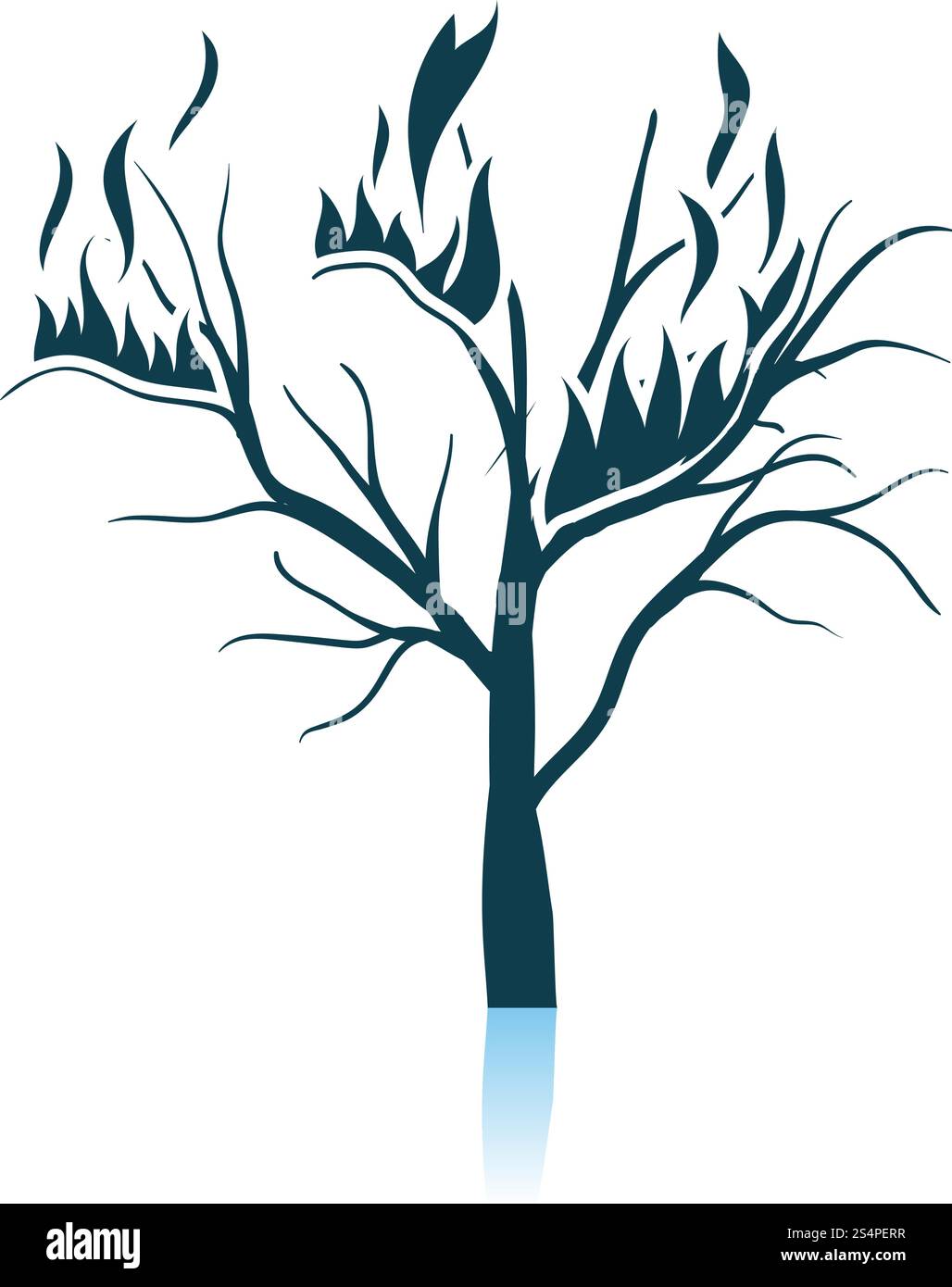 Wildfire Icon. Shadow Reflection Design. Vector Illustration. Stock Vector