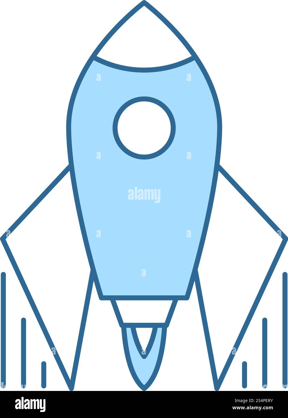 Startup Rocket Icon. Thin Line With Blue Fill Design. Vector ...