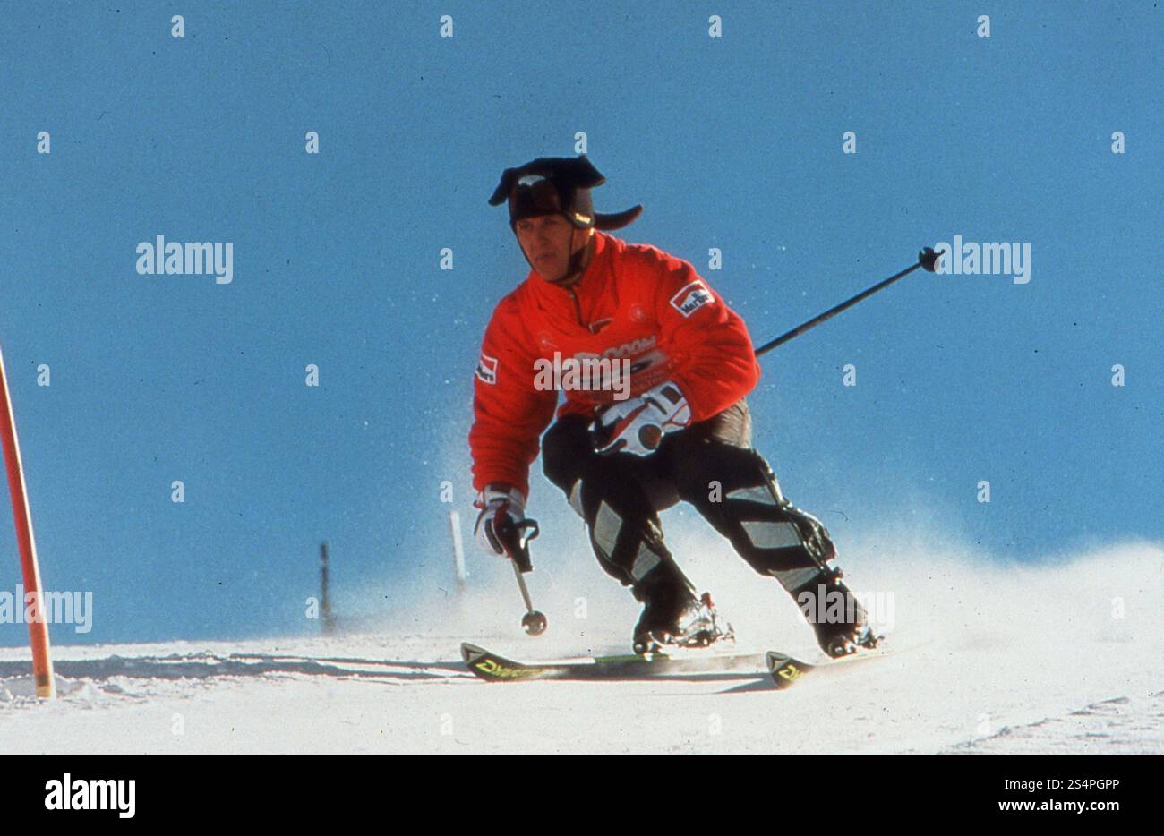 German F1 motorsports racing driver Michael Schumacher skiing, 1998
