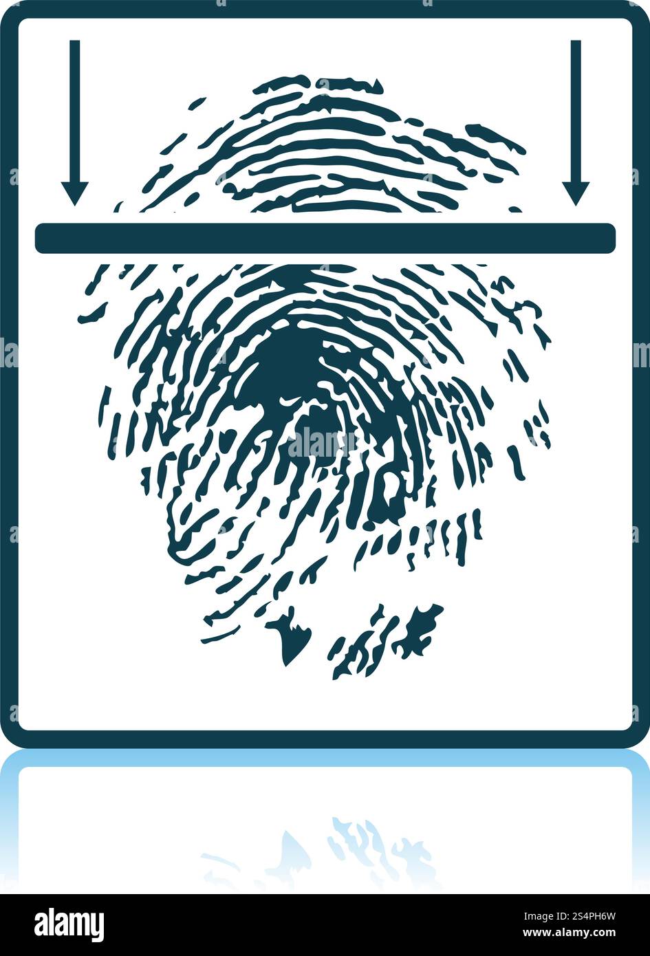 Fingerprint Scan Icon. Shadow Reflection Design. Vector Illustration. Stock Vector
