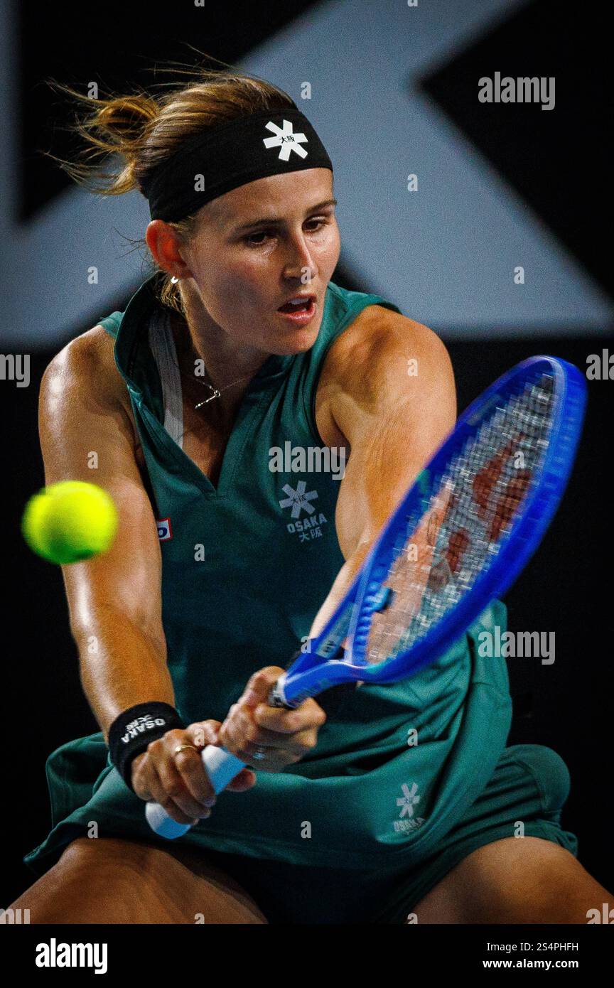 Belgian Greet Minnen pictured in action during a tennis match between