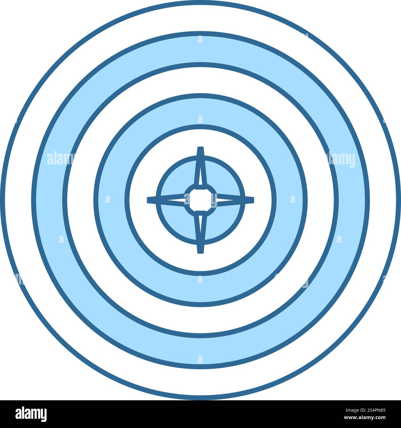 Target With Dart In Center Icon. Thin Line With Blue Fill Design ...