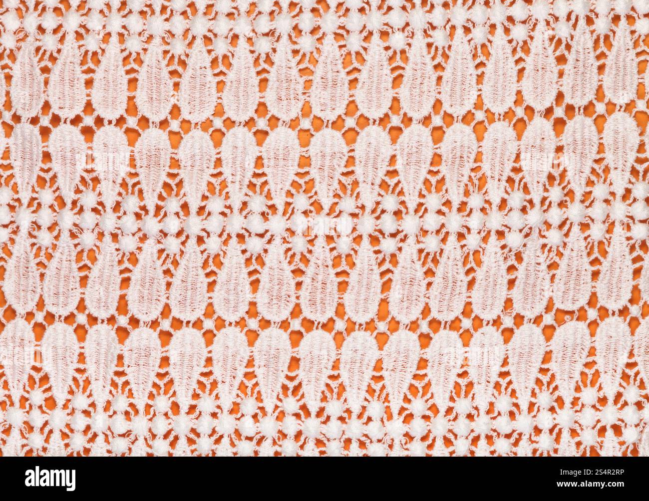 vintage knitting craftsmanship - machine knitting guipure lace Stock Photo