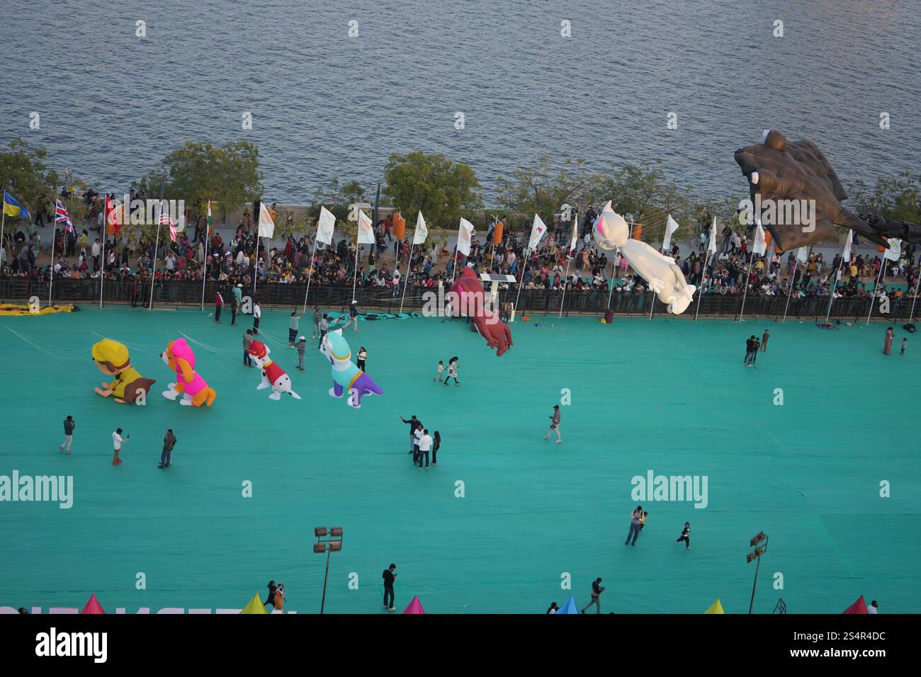 Kites fly during an International kite festival in Ahmedabad, India