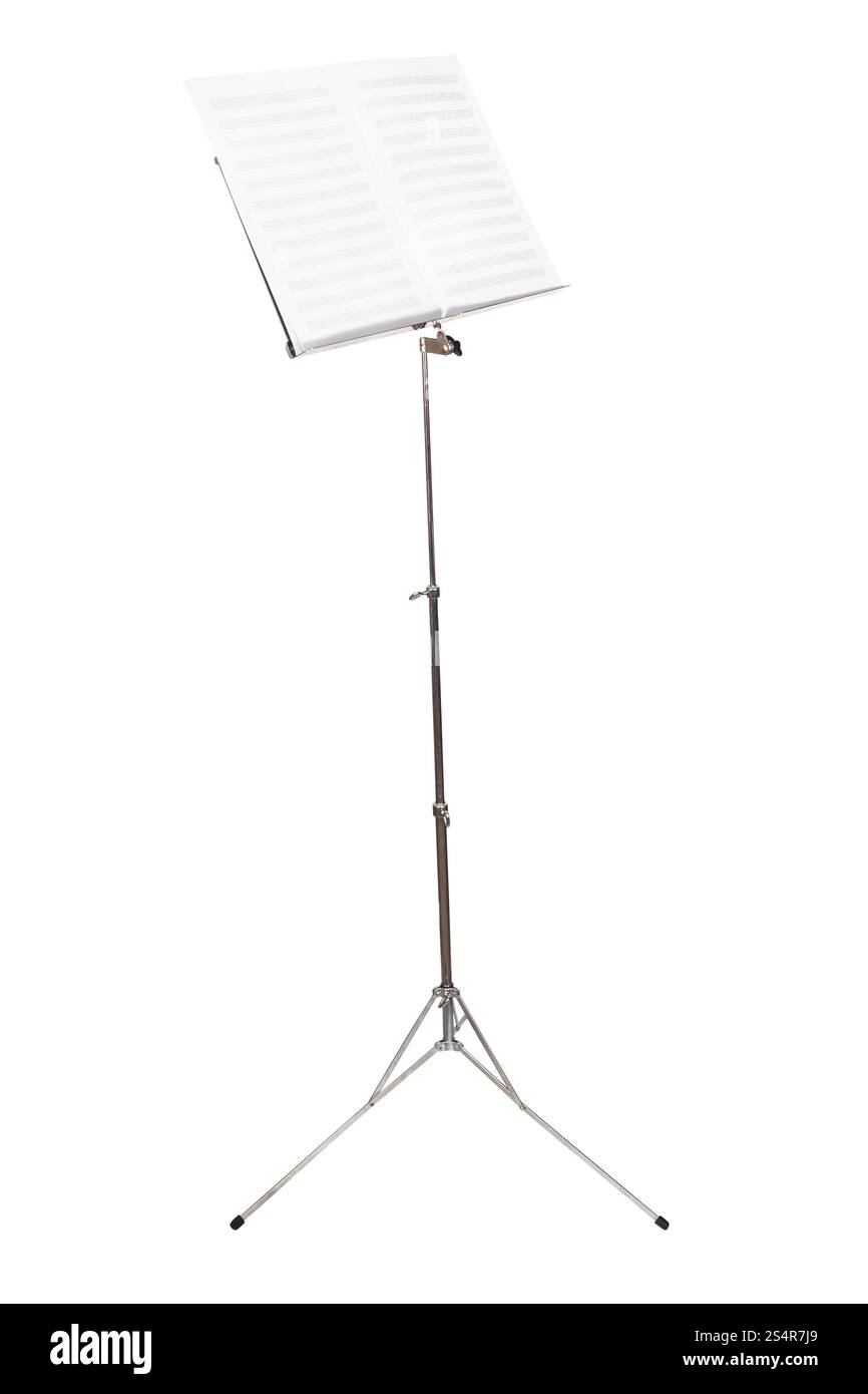 music stand with blank music book isolated on white background Stock Photo