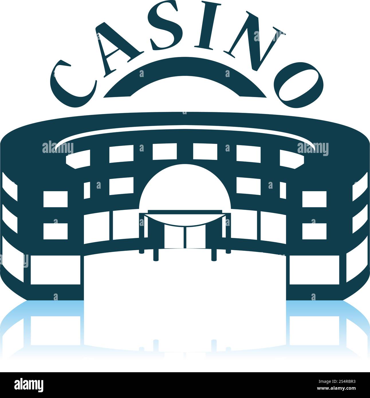 Casino Building Icon. Shadow Reflection Design. Vector Illustration. Stock Vector