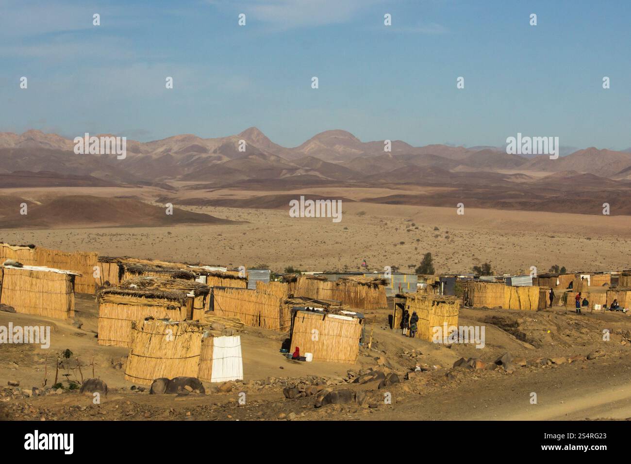 The reed huts, which form the most of the town of Aussenkehr in ...
