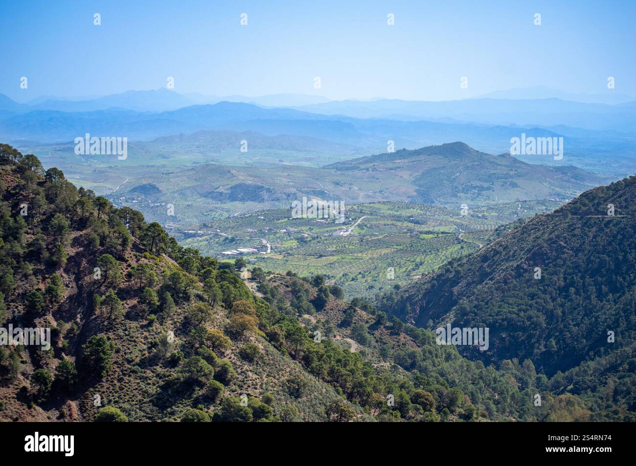 Hiking trail to waterfalls over river Caballos, Sierra de la Nieves National Park in Tolox, Malaga, Spain Stock Photo