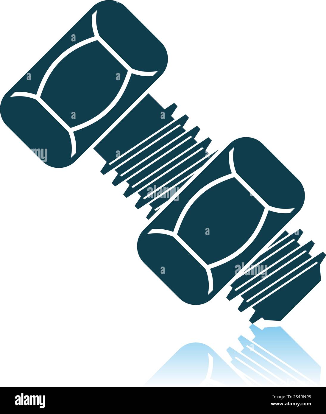 Icon Of Bolt And Nut. Shadow Reflection Design. Vector Illustration ...