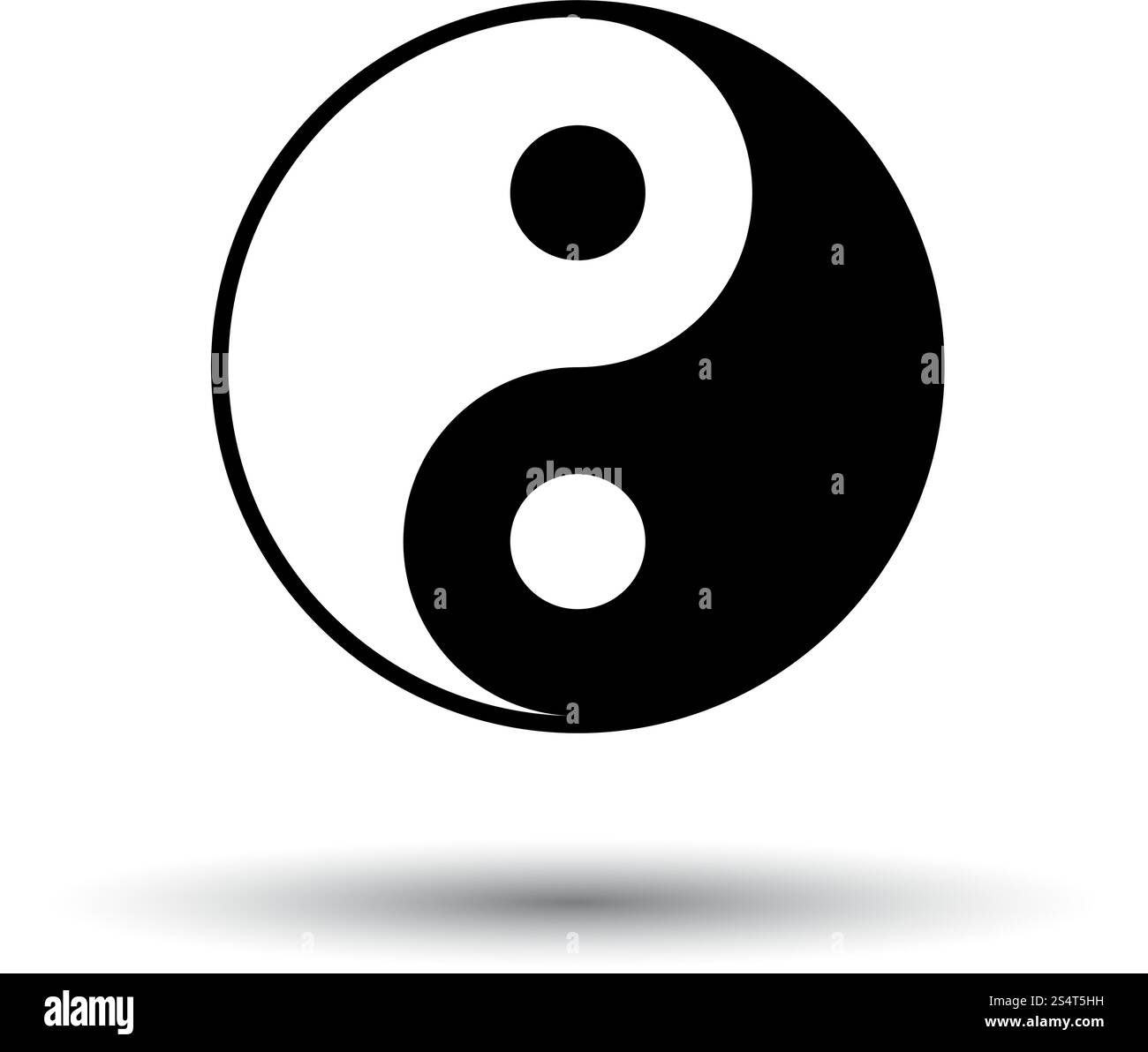 Yin And Yang Icon. Black on White Background With Shadow. Vector ...